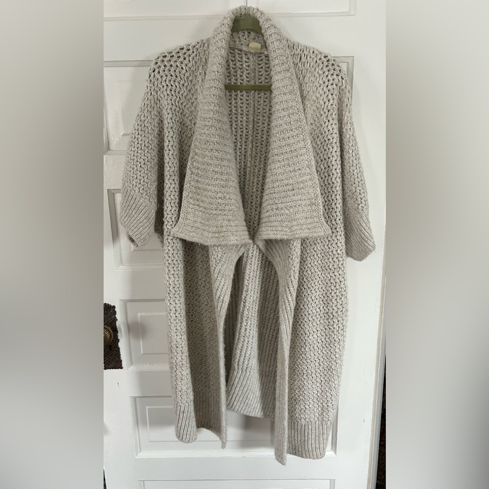 GAP Textured Chunky Knit Longer Cardigan - Cream. Warm! One Size